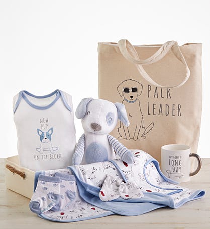 New Pup 9 pc Mom & Baby Gift Basket